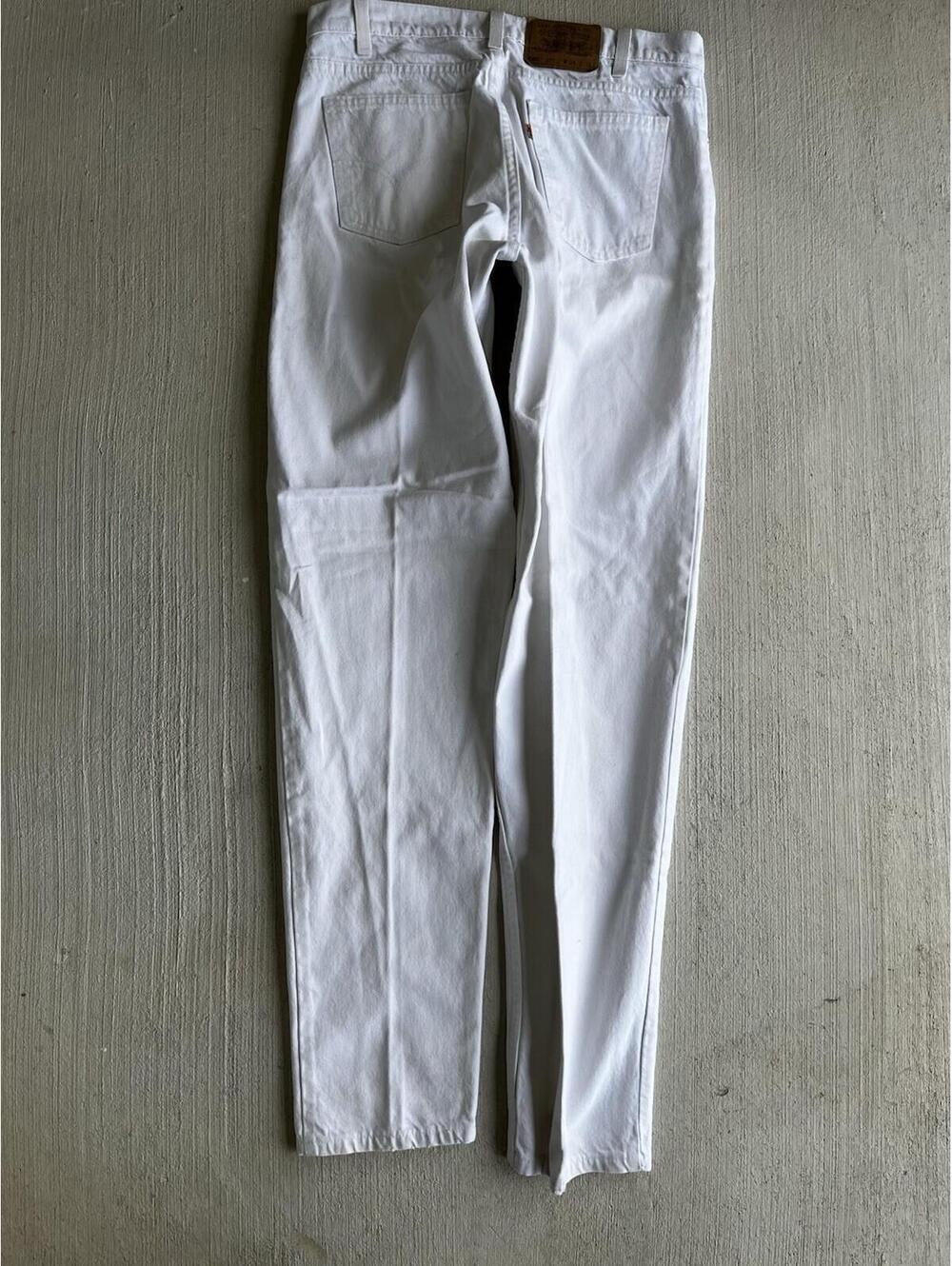 Vintage Levis 550 White Denim Jeans Made in USA Relaxed Taper Size 34x36 90s - Picture 5 of 7